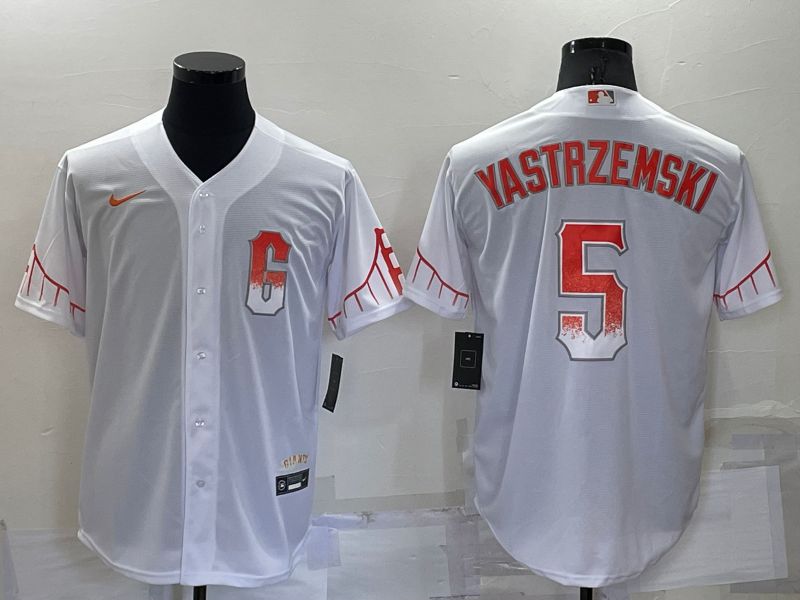 Men San Francisco Giants 5 Yastrzemski City Edition White Game Nike 2022 MLB Jersey